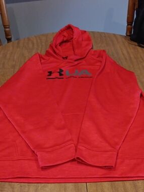 Under Armour Red Pullover Hoodie with Front Logo